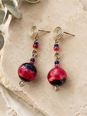 Kimberly Adams Art Glass Earrings • So Highland Craft Guild • Vintage Artisan